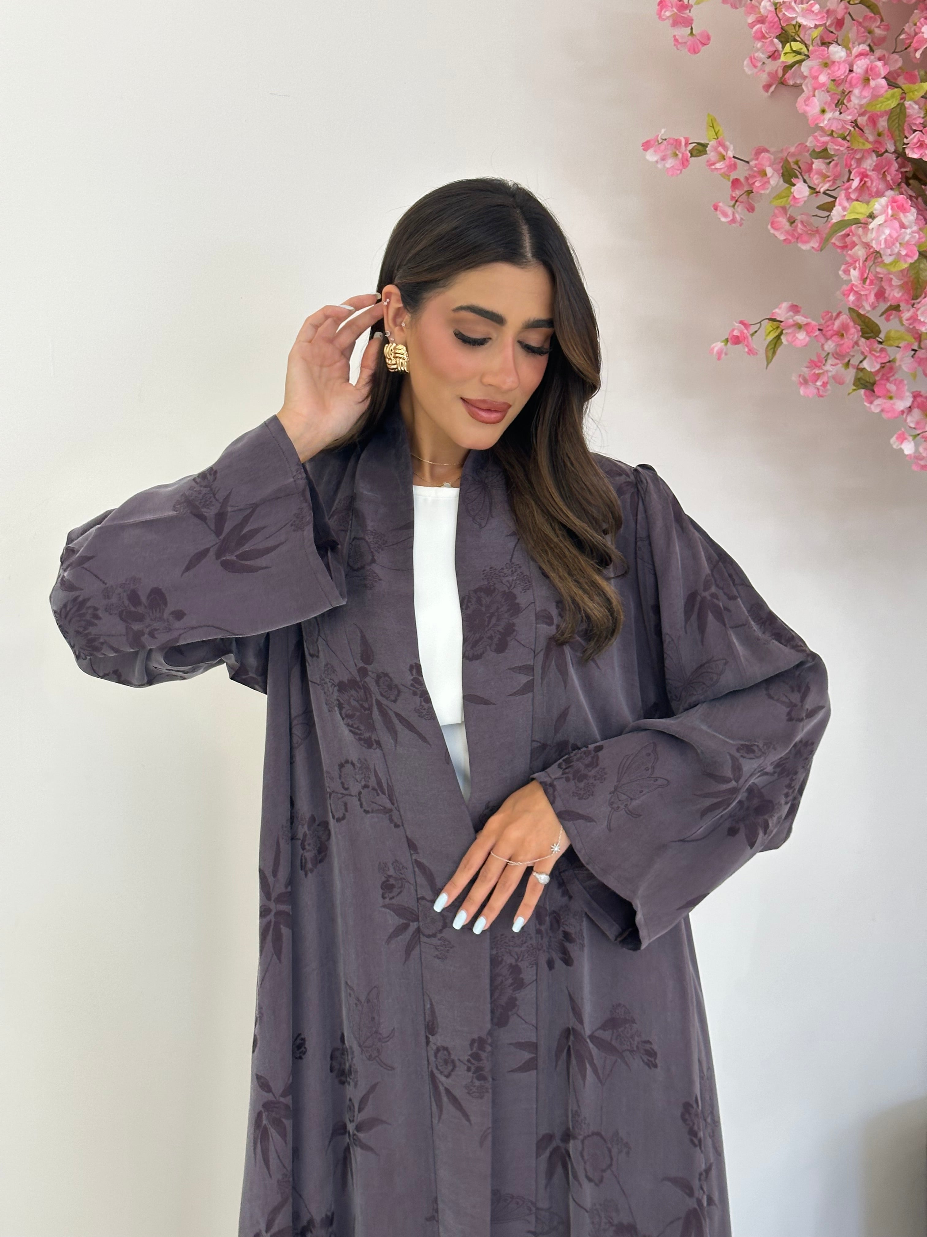 C 1164 Purple Premium Printed Abaya