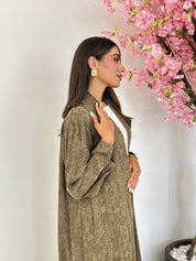 C 1165 Moss Green Premium Printed Abaya