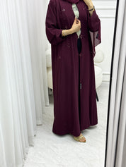 C 1539 Maroon Beaded Abaya