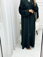 C 1540 Dark Green Beaded Abaya