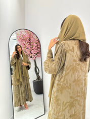 C 1167 Moss Green Premium Printed Abaya