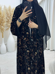 C Black Floral Abaya