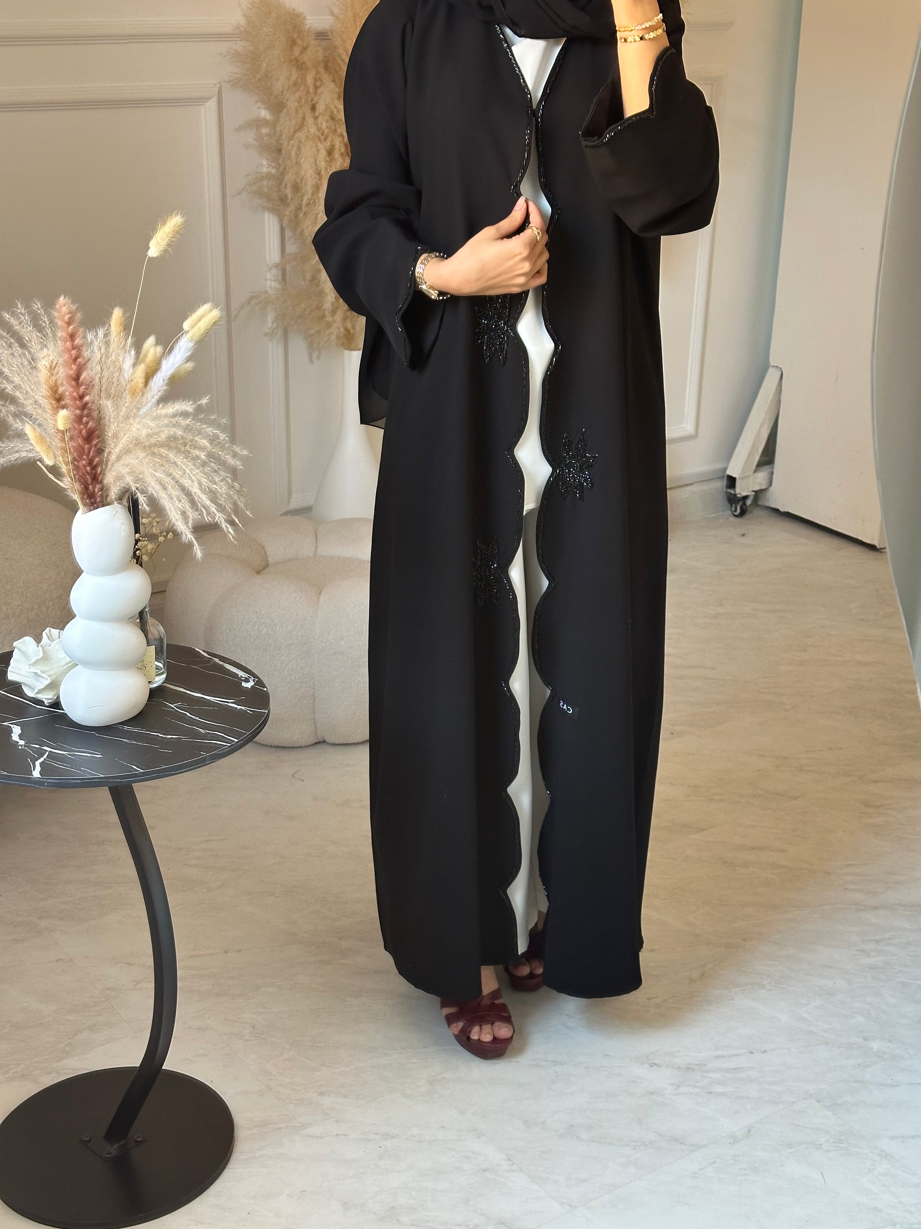 C 0887 Black Beaded Abaya