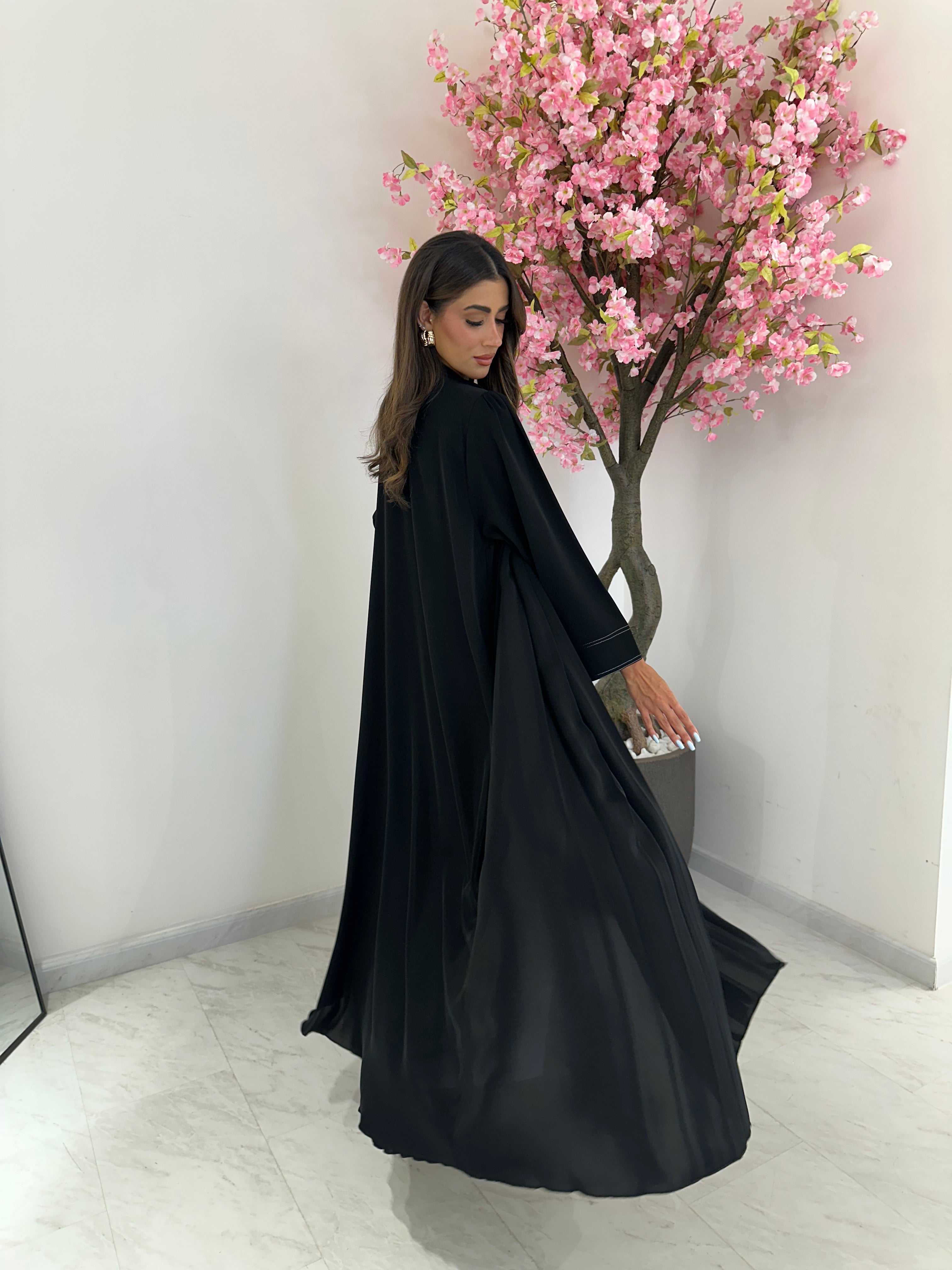 C 1171 Black Pleated Abaya
