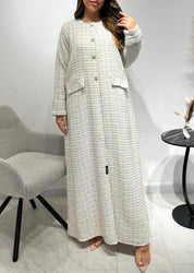 C 1586 White Tweed Abaya