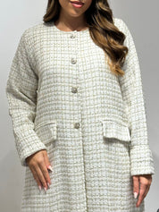 C 1586 White Tweed Abaya