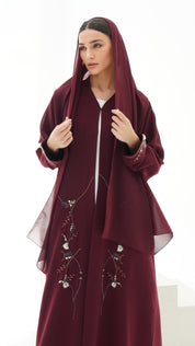 C 1148 Maroon Abaya