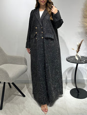 C 1589 Black Gold Coat Abaya