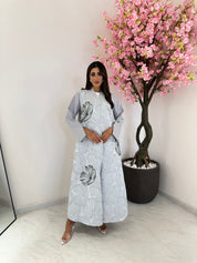 C 1175 Silver Printed Abaya