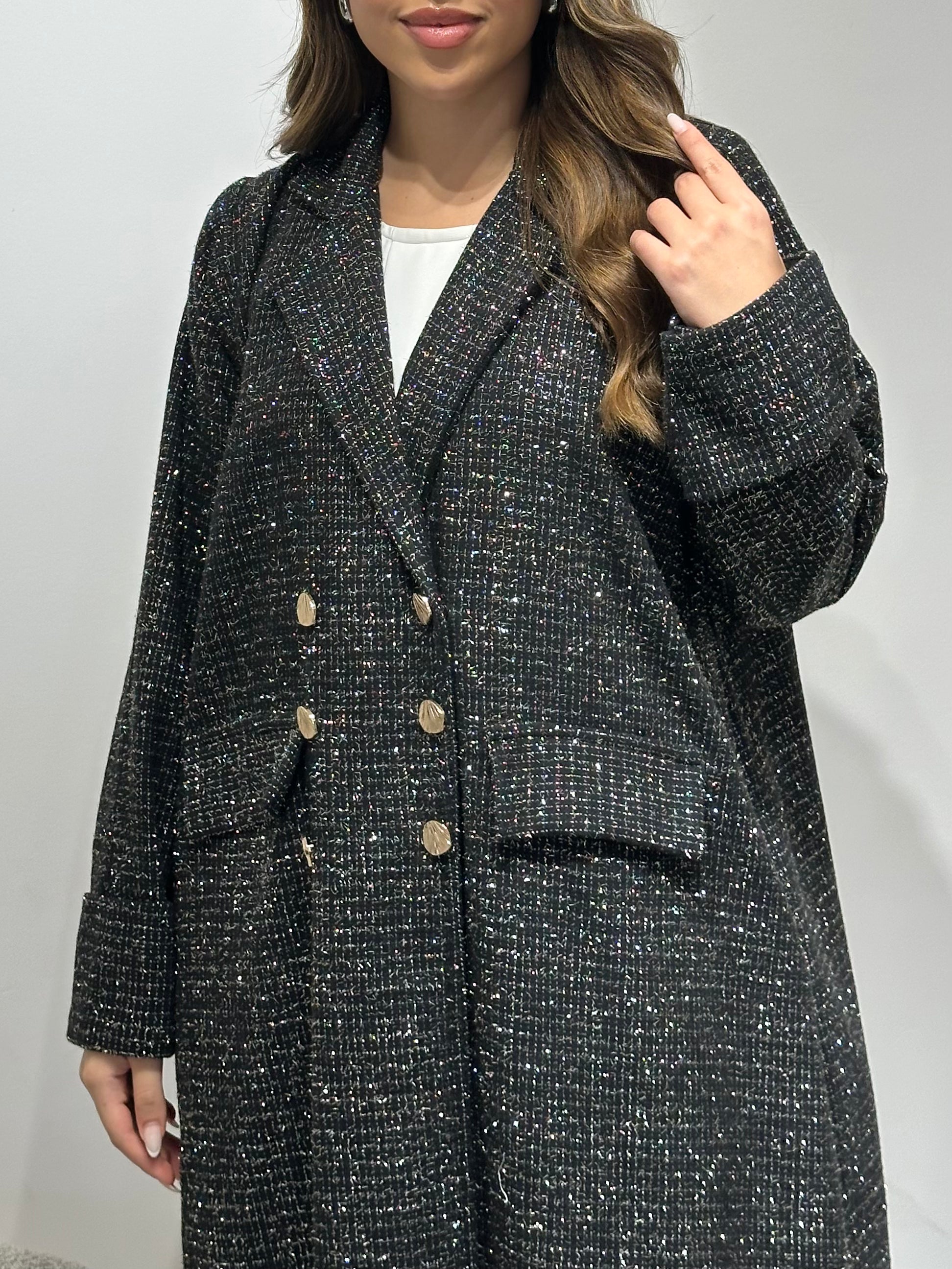 C 1589 Black Gold Coat Abaya