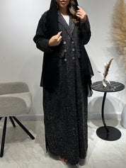 C 1589 Black Gold Coat Abaya