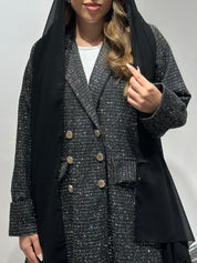 C 1589 Black Gold Coat Abaya