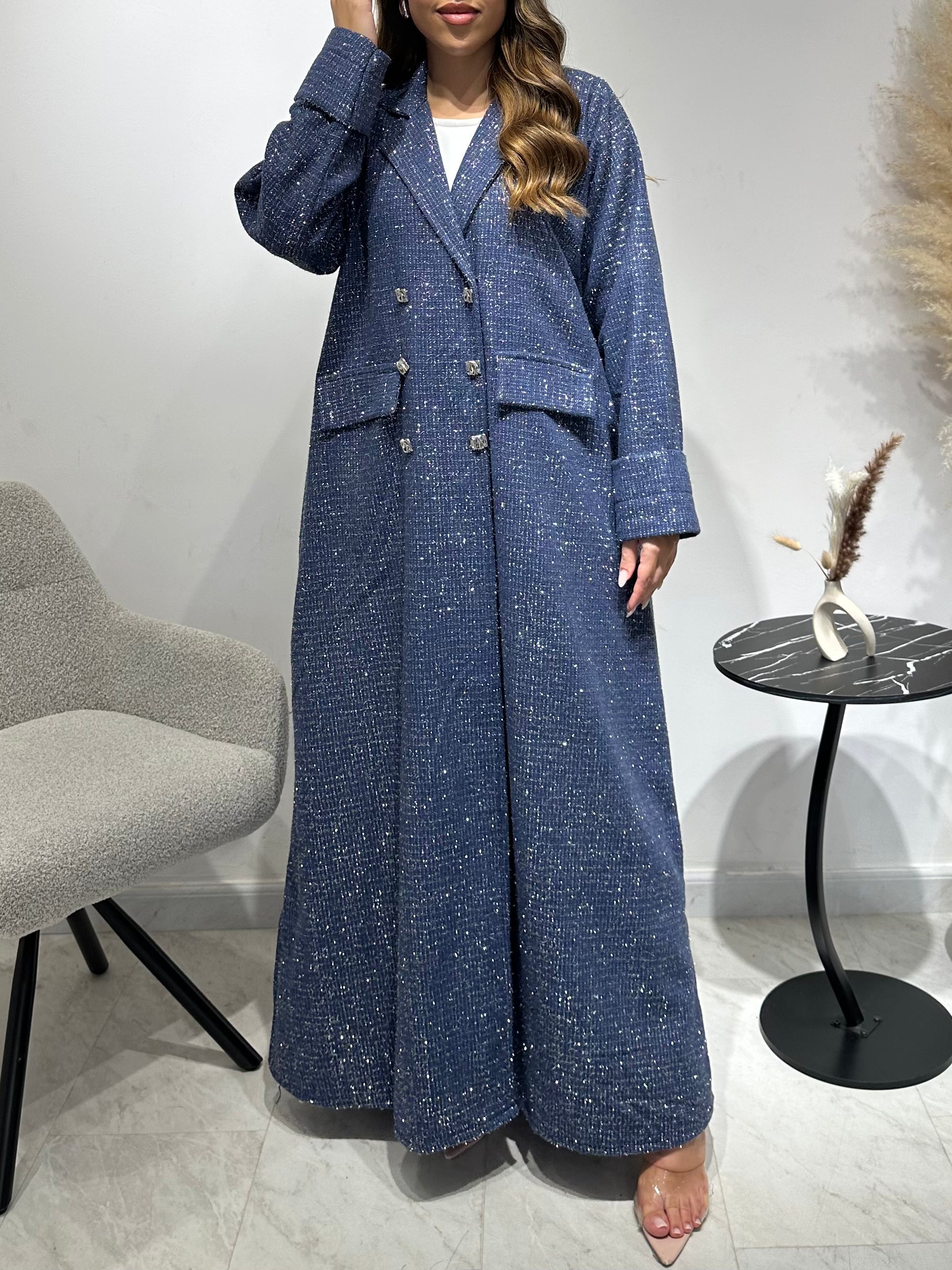 C 1590 Cobalt Blue Coat Abaya