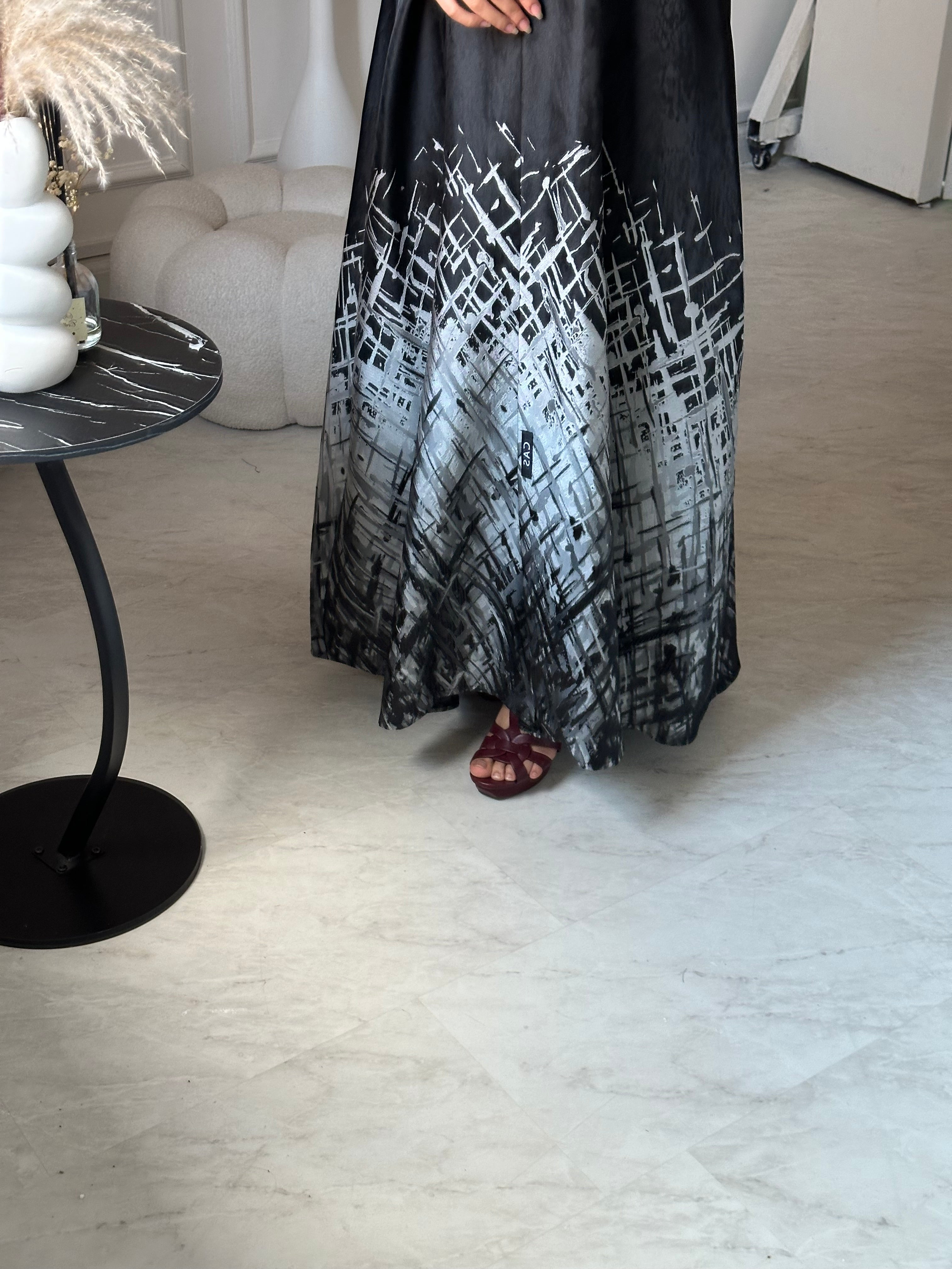 C 0895-03 Silver Jacquard Abaya