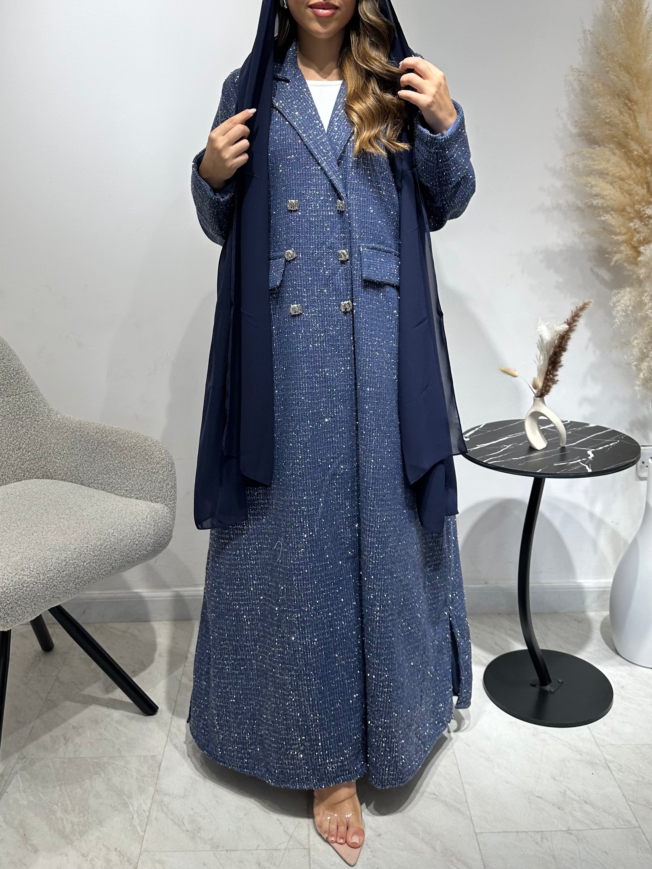 C 1590 Cobalt Blue Coat Abaya