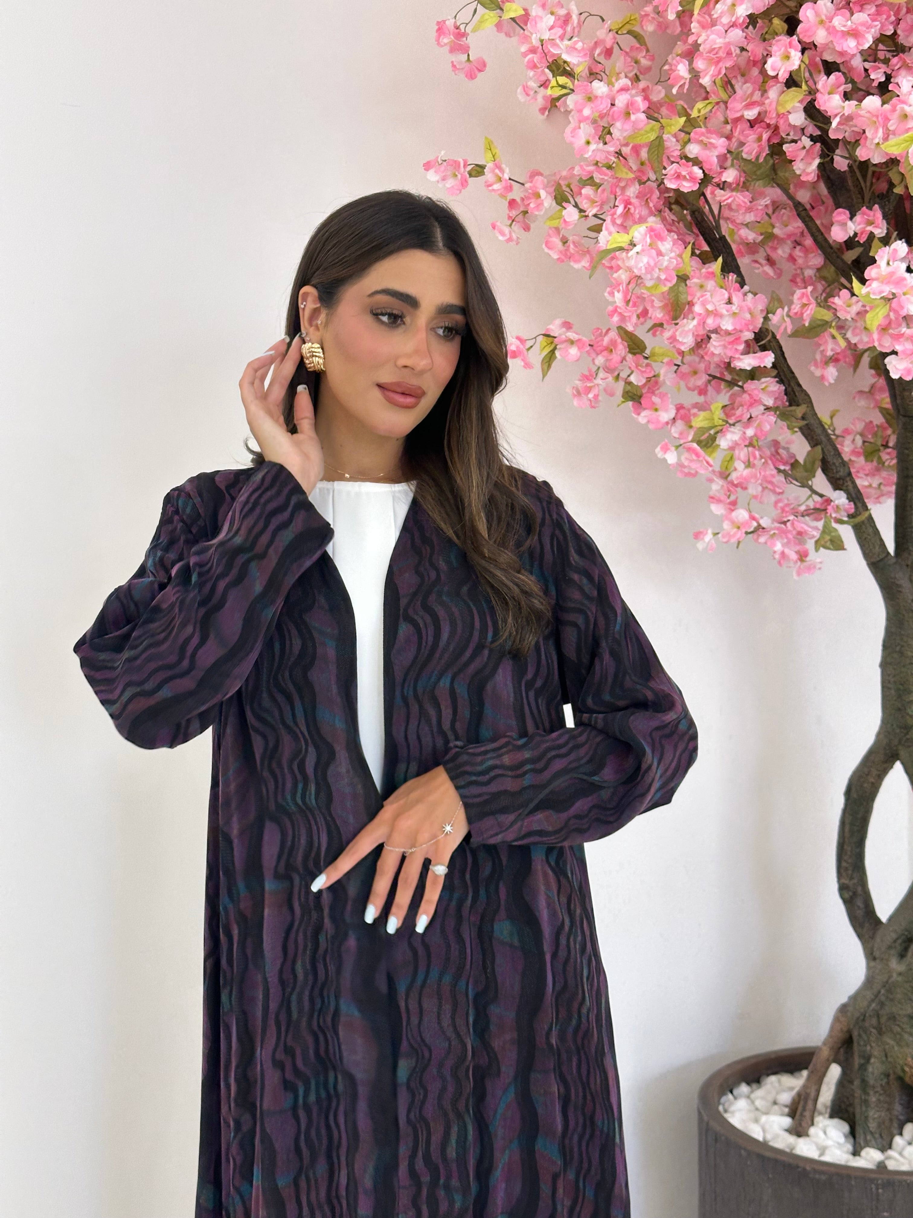 C 1176 Purple Premium Printed Abaya