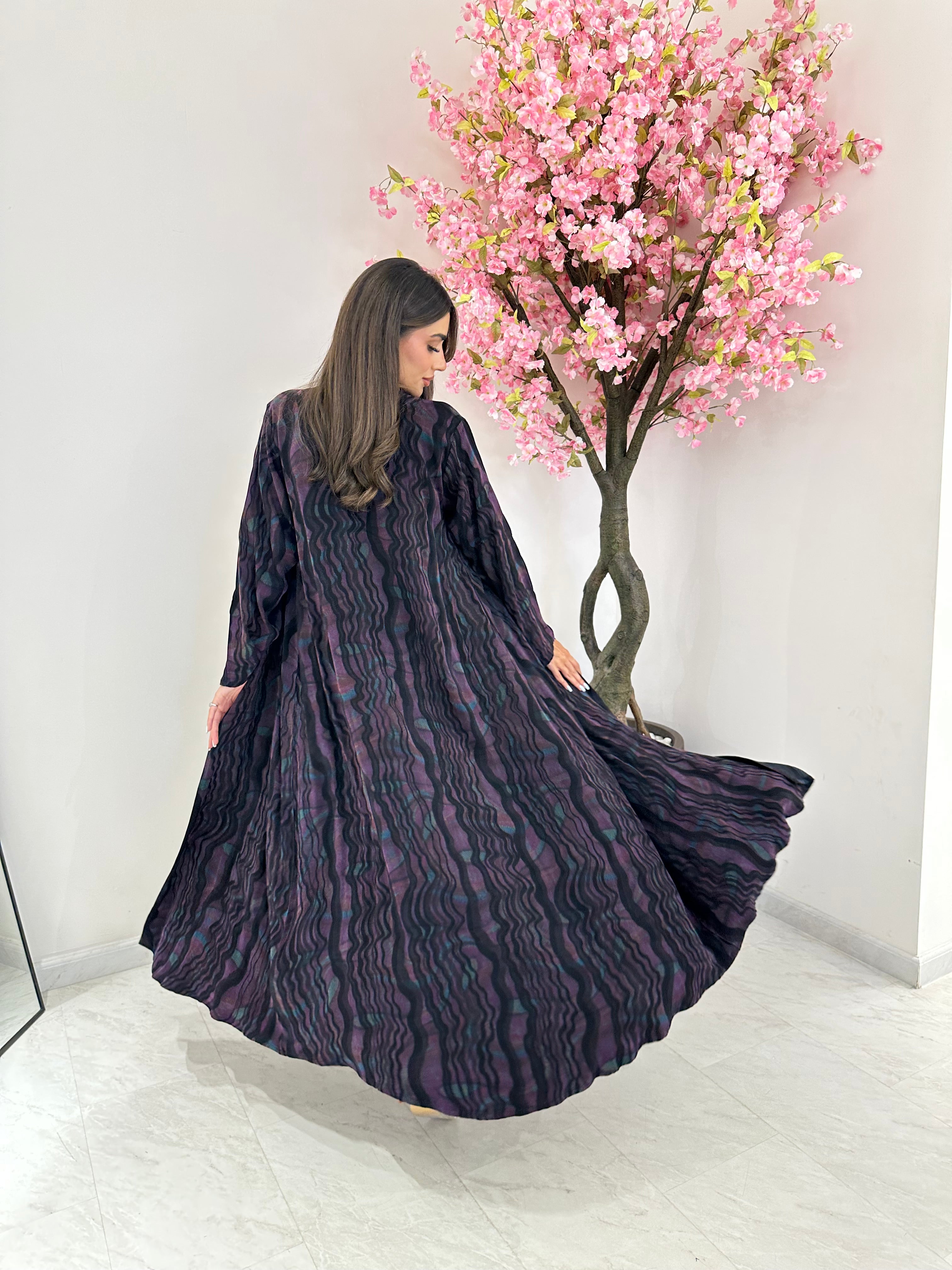 C 1176 Purple Premium Printed Abaya