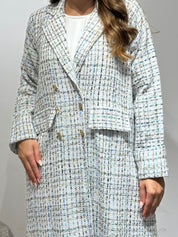 C 1591 White Blue Coat Abaya