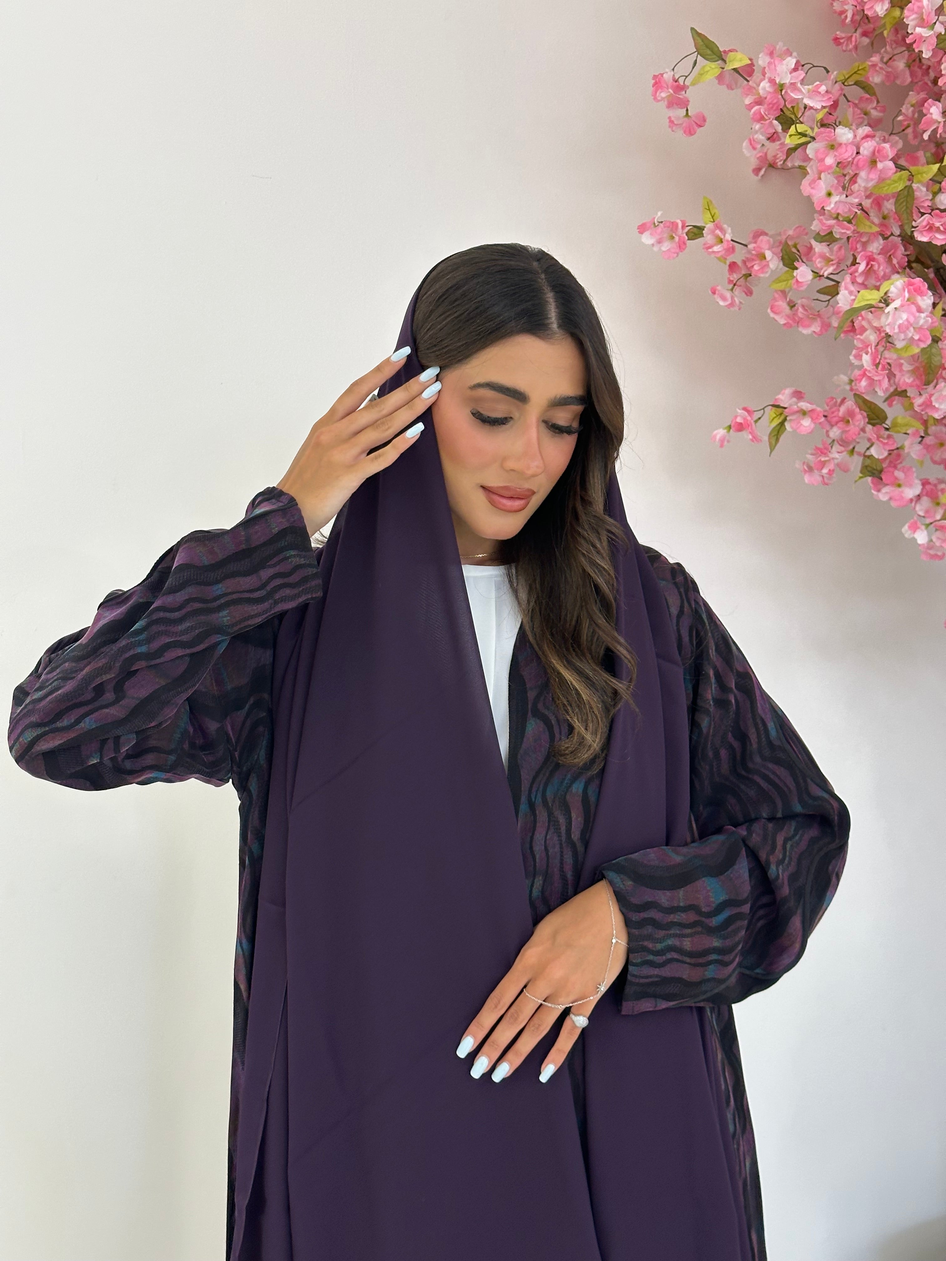 C 1176 Purple Premium Printed Abaya