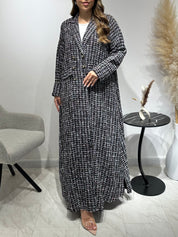 C 1592 Black Pink Coat Abaya