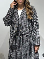 C 1592 Black Pink Coat Abaya