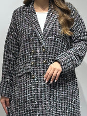 C 1592 Black Pink Coat Abaya
