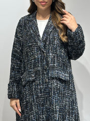 C 1593 Black Blue Coat Abaya