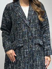 C 1593 Black Blue Coat Abaya