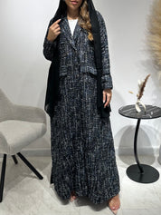 C 1593 Black Blue Coat Abaya