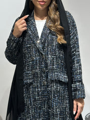 C 1593 Black Blue Coat Abaya