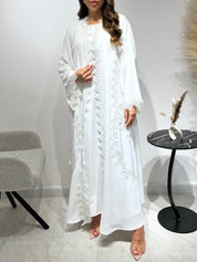 C 1587 White Lace Abaya