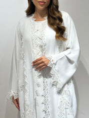 C 1587 White Lace Abaya
