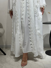 C 1587 White Lace Abaya