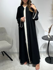 C 1589 Black Floral Lace Abaya
