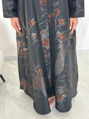 C 1357-01 Cinnamon Peacock Printed Abaya