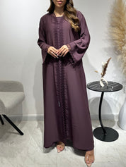 C 1593 Plum Purple Lace Abaya