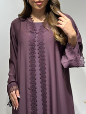 C 1593 Plum Purple Lace Abaya