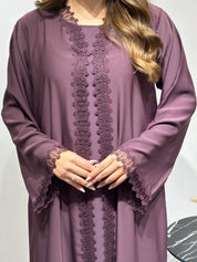 C 1593 Plum Purple Lace Abaya