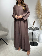 C 1594 Caramel Brown Lace Abaya