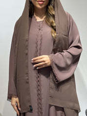 C 1594 Caramel Brown Lace Abaya
