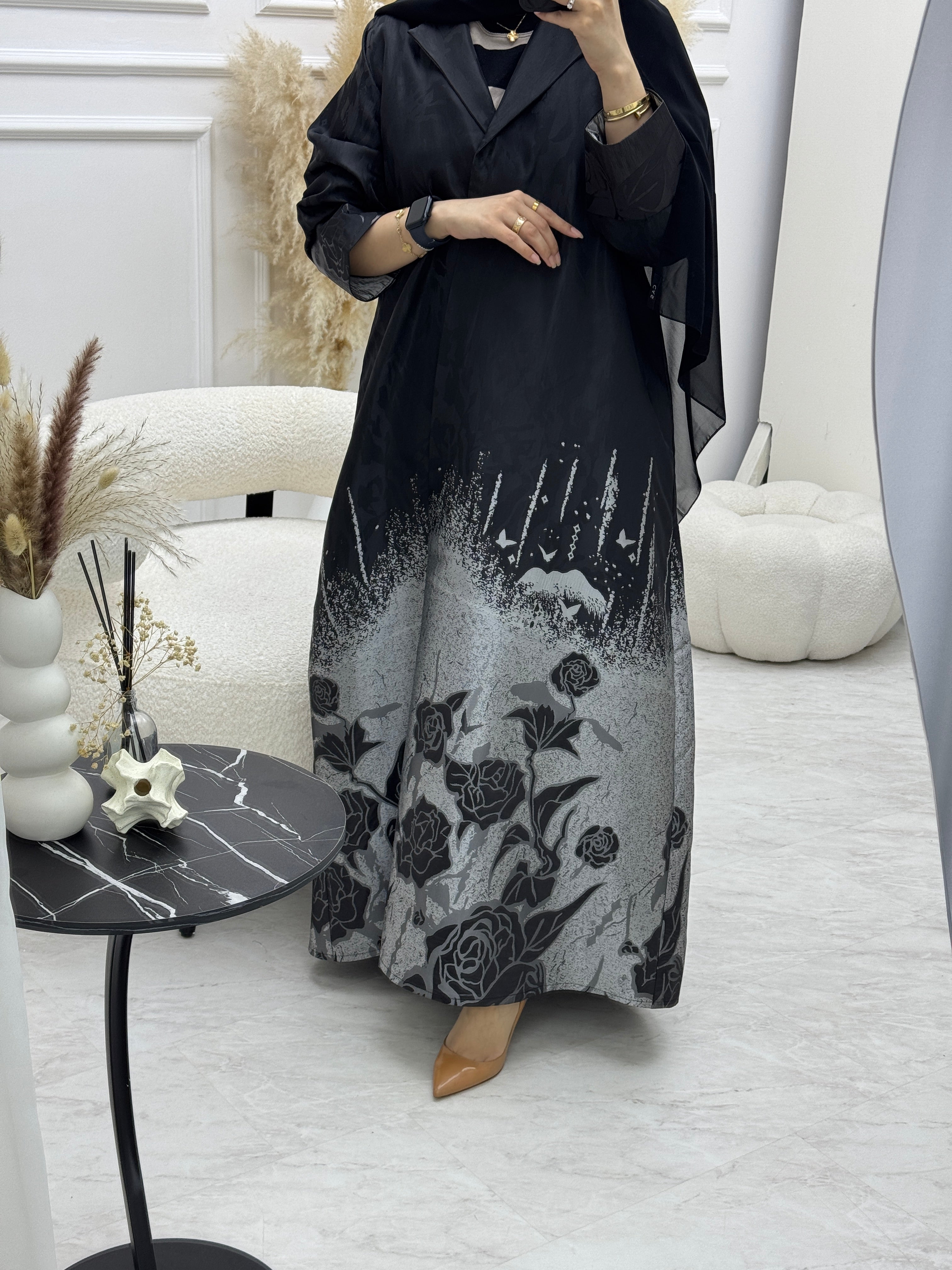 C 0926-01 Silver Coat Abaya