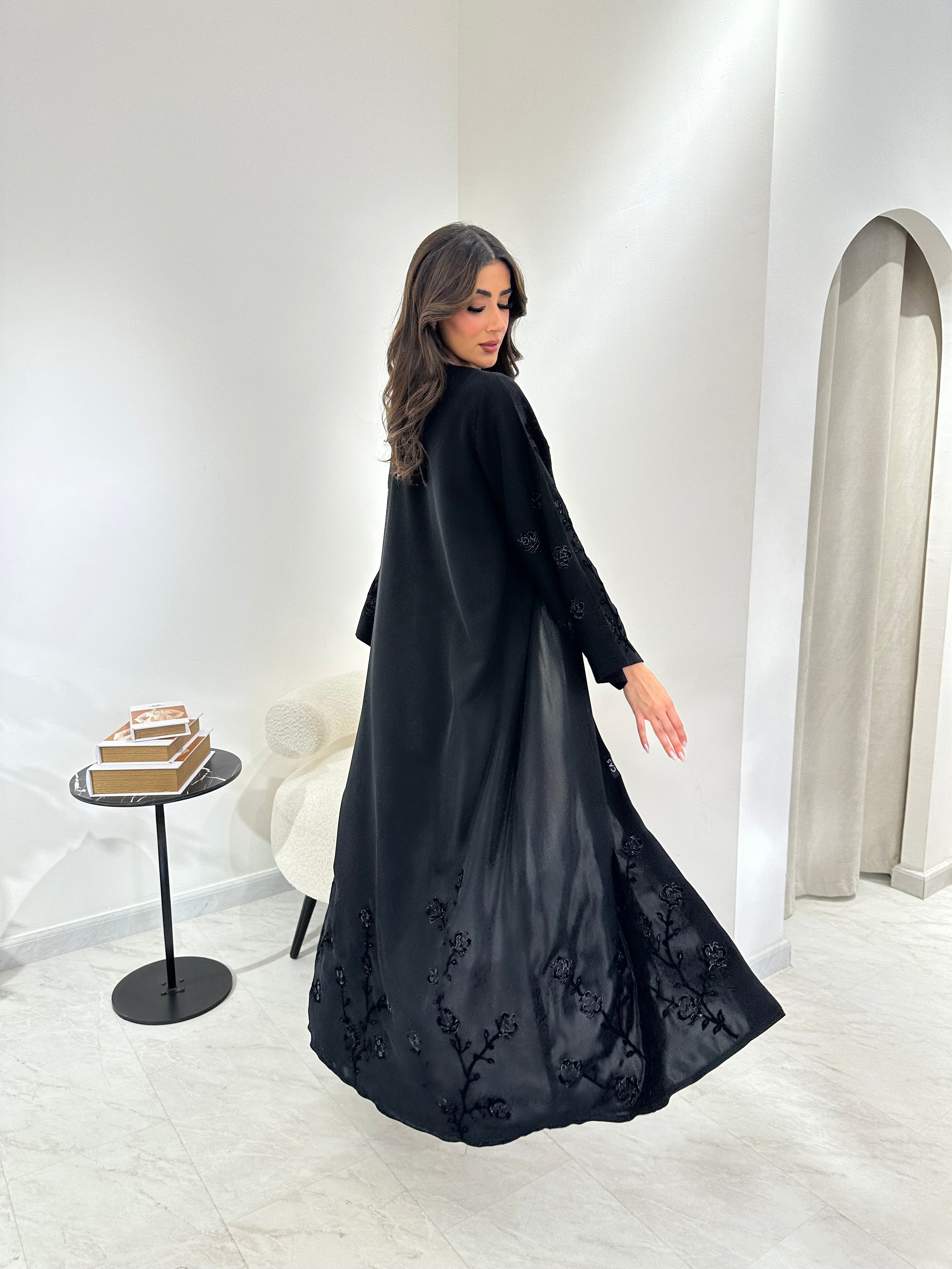 C 0901 Black Embroidered Abaya