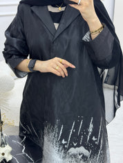 C 0926-01 Silver Coat Abaya