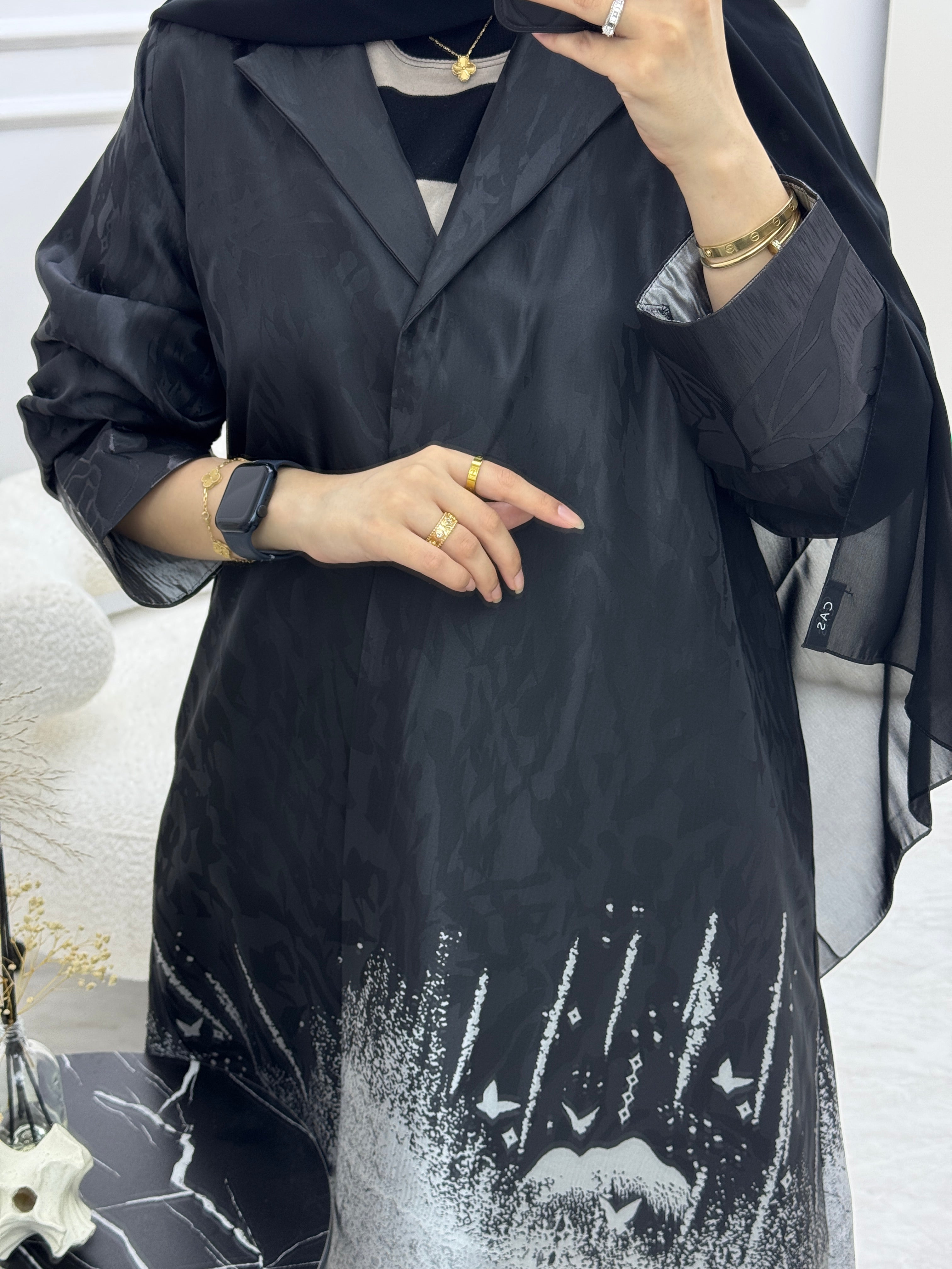 C 0926-01 Silver Coat Abaya