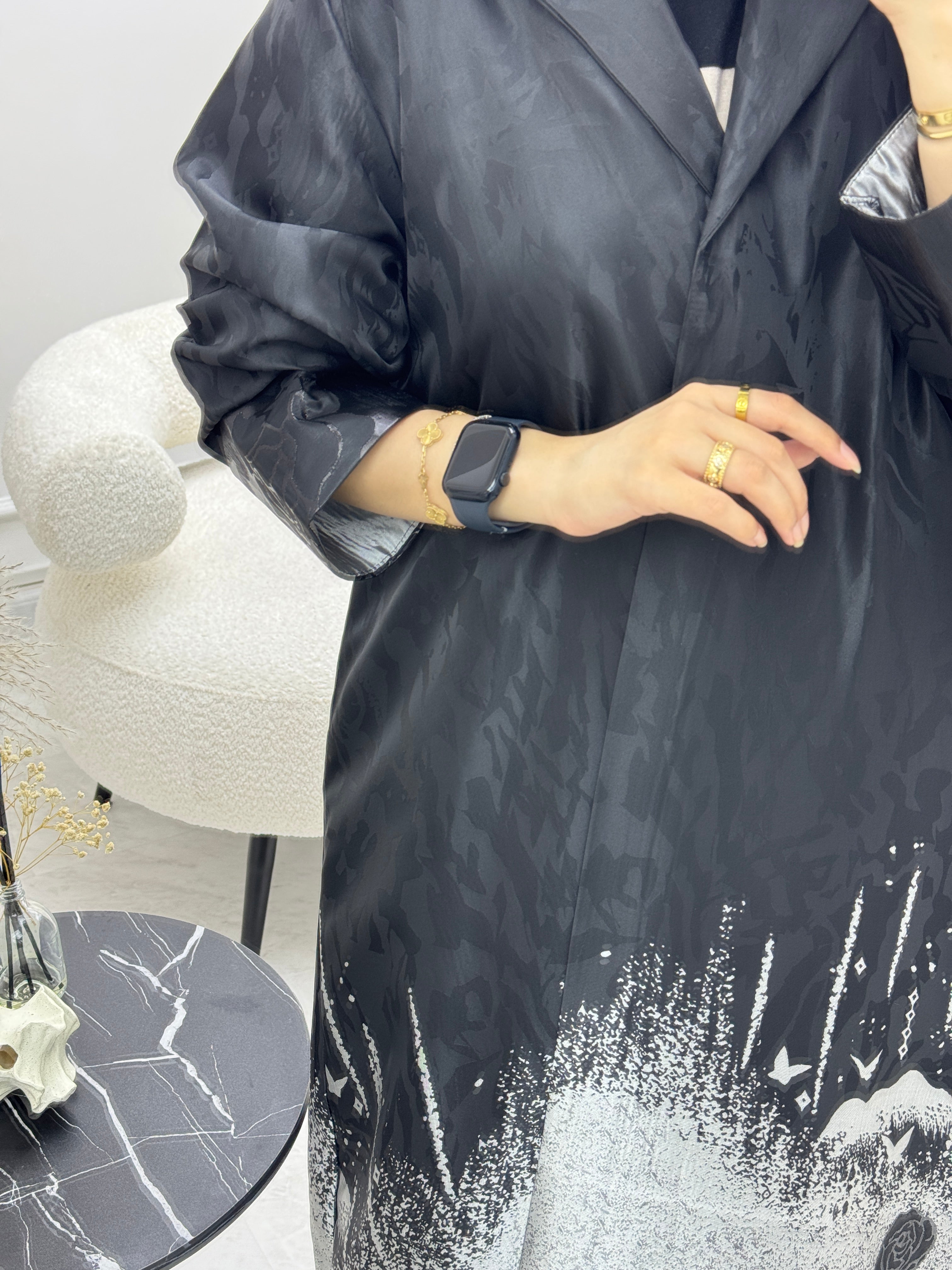 C 0926-01 Silver Coat Abaya