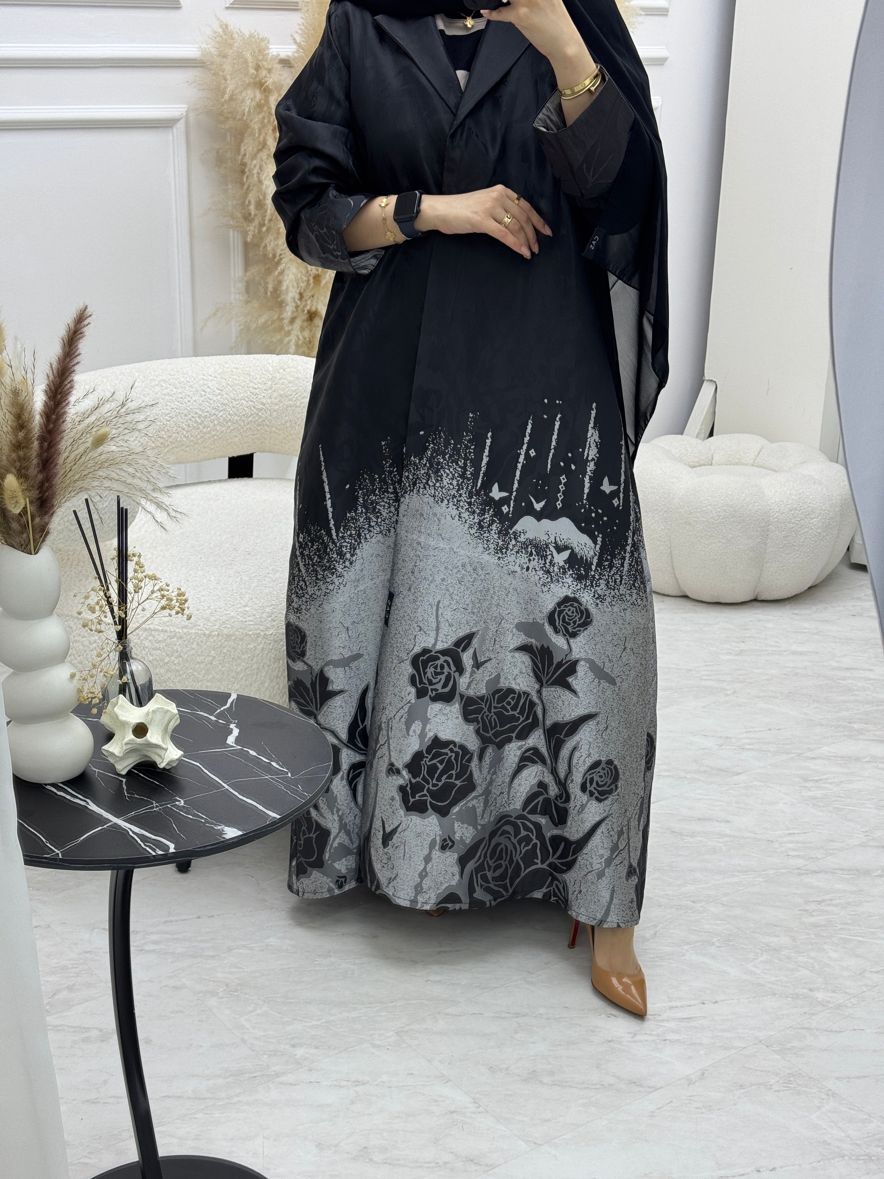 C 0926-01 Silver Coat Abaya