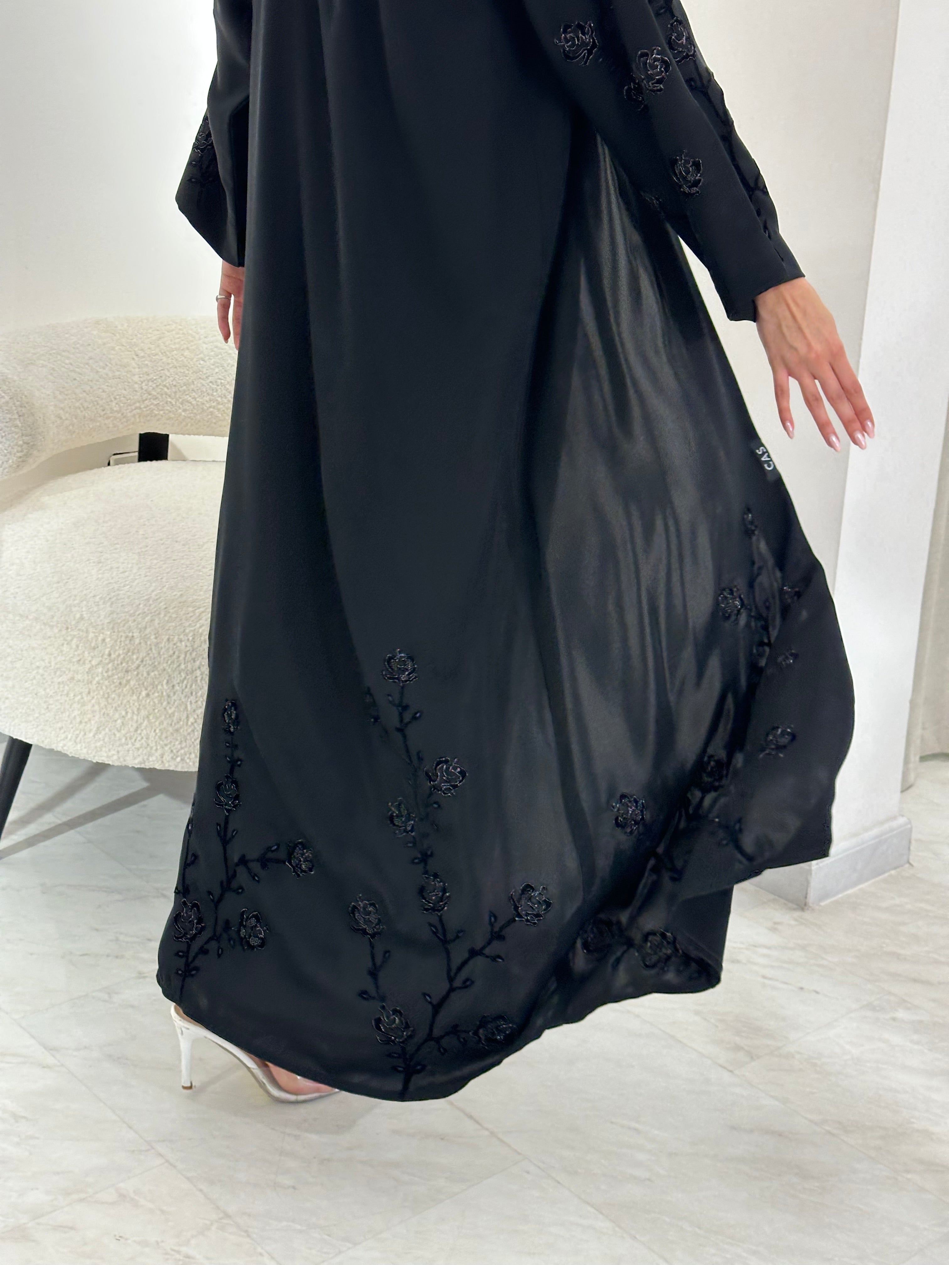 C 0901 Black Embroidered Abaya