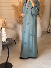 C 1096 Aqua Bow Abaya