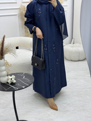 C 0924 Navy Blue Beaded Eid Abaya