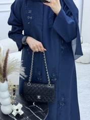 C 0924 Navy Blue Beaded Eid Abaya